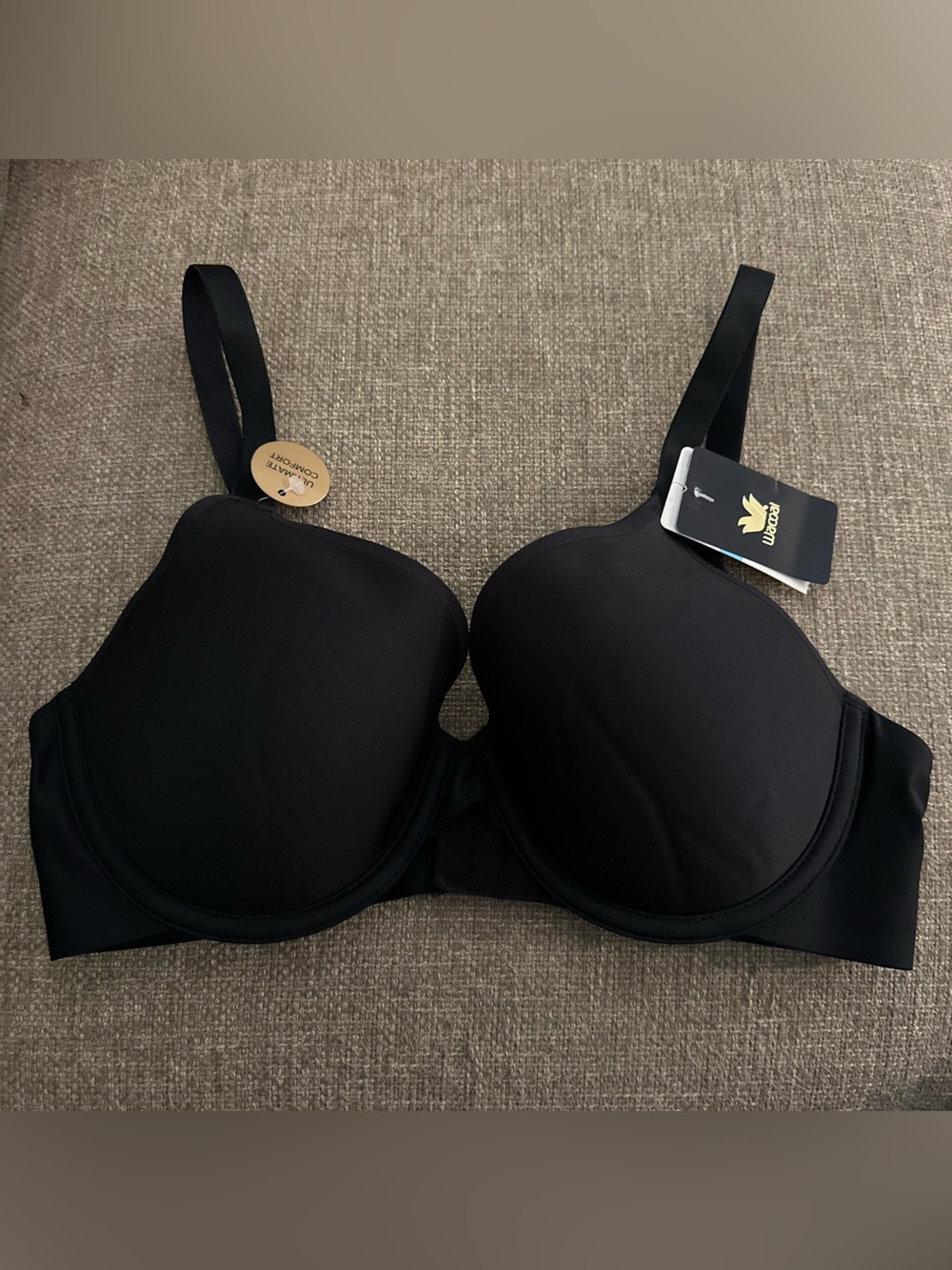 New Wacoal Bra 34C Black 853308 Underwire Comfy Everyday Ultimate Comfort